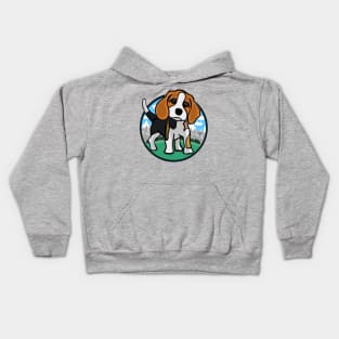 Adorable Beagle Puppy in Nature Kids Hoodie